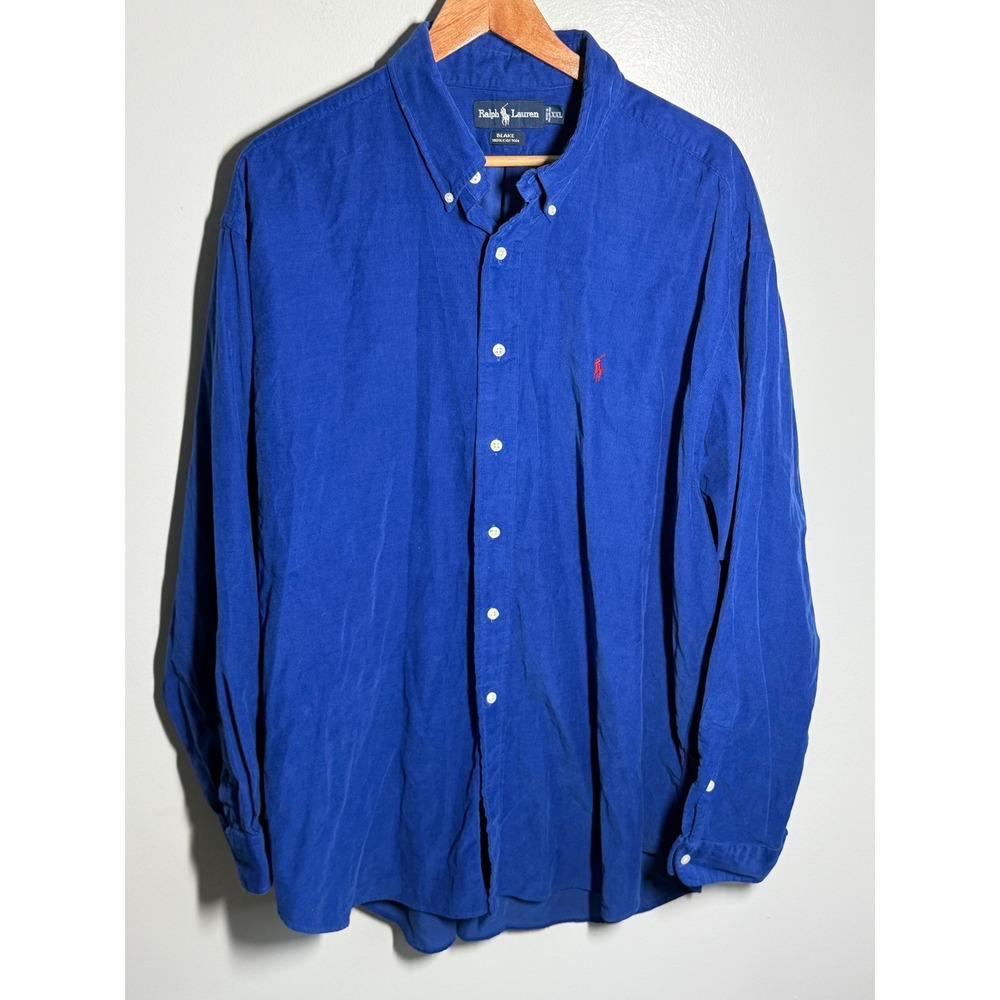 Polo Ralph Lauren Blake Corduroy Shirt Mens XXL Blue Vintage Long Sleeve